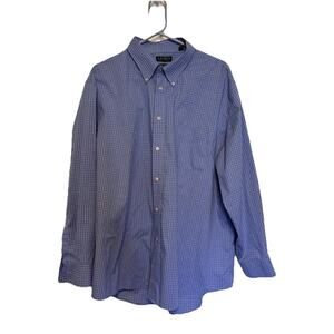 Ralph Lauren Mens Black Label Blue White Checked Shirt 2X 18.5 34/35 Stretch